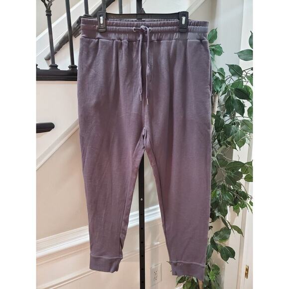 Mono B Pants - Mono B Women's Gray Pleated Elastic Waist Drawstring Tapered Leg Sweatpants